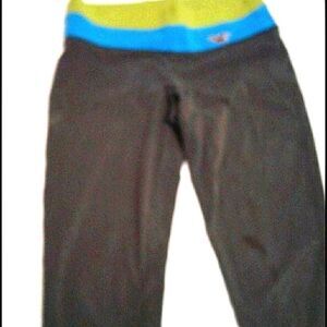 Hollister Gray, Turquoise & Green Wide Waistband Y2K Workout Leggings XS